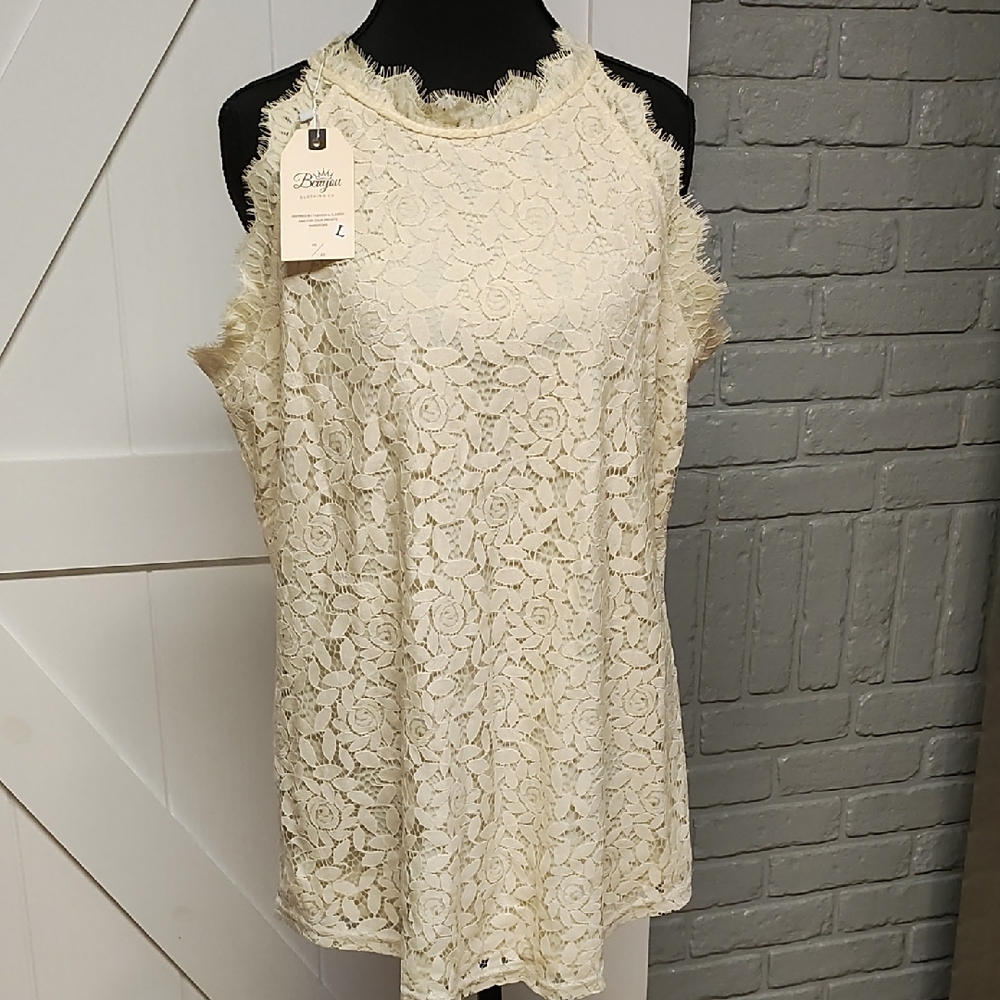 Elegant Cream Lace Tank Top